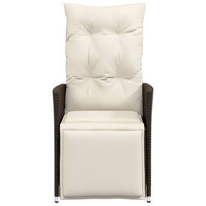 Justerbar trädgårdsstol med dynor brun konstrotting