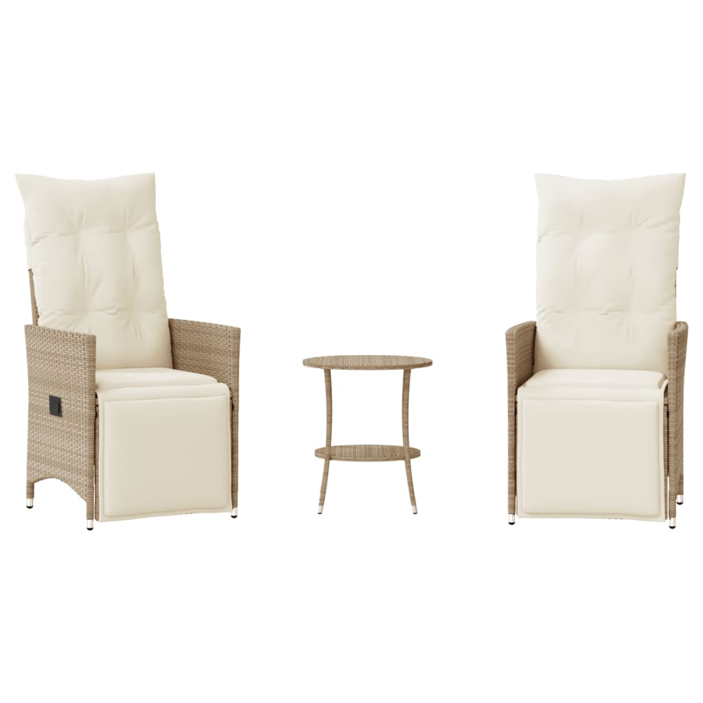 Bistrogrupp med dynor 3 delar beige konstrotting