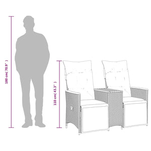 Trädgårdssoffa 2-sits med bord grå konstrotting