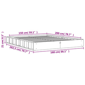 Sängram utan madrass vaxbrun 150x200 cm massiv furu