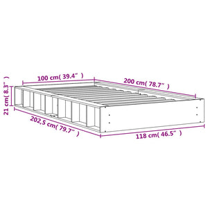 Sängram utan madrass vaxbrun 100x200 cm massiv furu