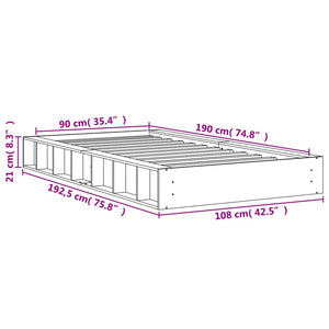 Sängram utan madrass vaxad brun 90x190 cm massiv furu
