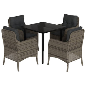 Matgrupp för trädgården med dynor 5 delar grå konstrottning