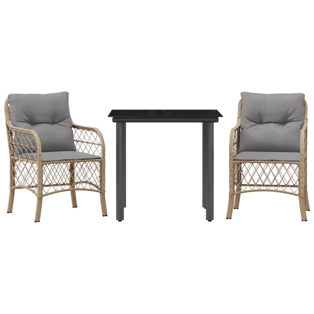 Bistrogrupp med dynor 3 delar mixbeige konstrotting