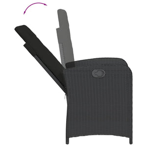 Matgrupp för trädgården med dynor 7 delar svart konstrotting