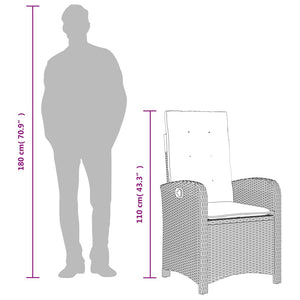 Matgrupp för trädgården med dynor 9 delar beige konstrotting