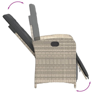 Matgrupp för trädgården med dynor 7 delar ljusgrå konstrotting