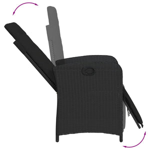 Matgrupp för trädgården med dynor 7 delar svart konstrotting