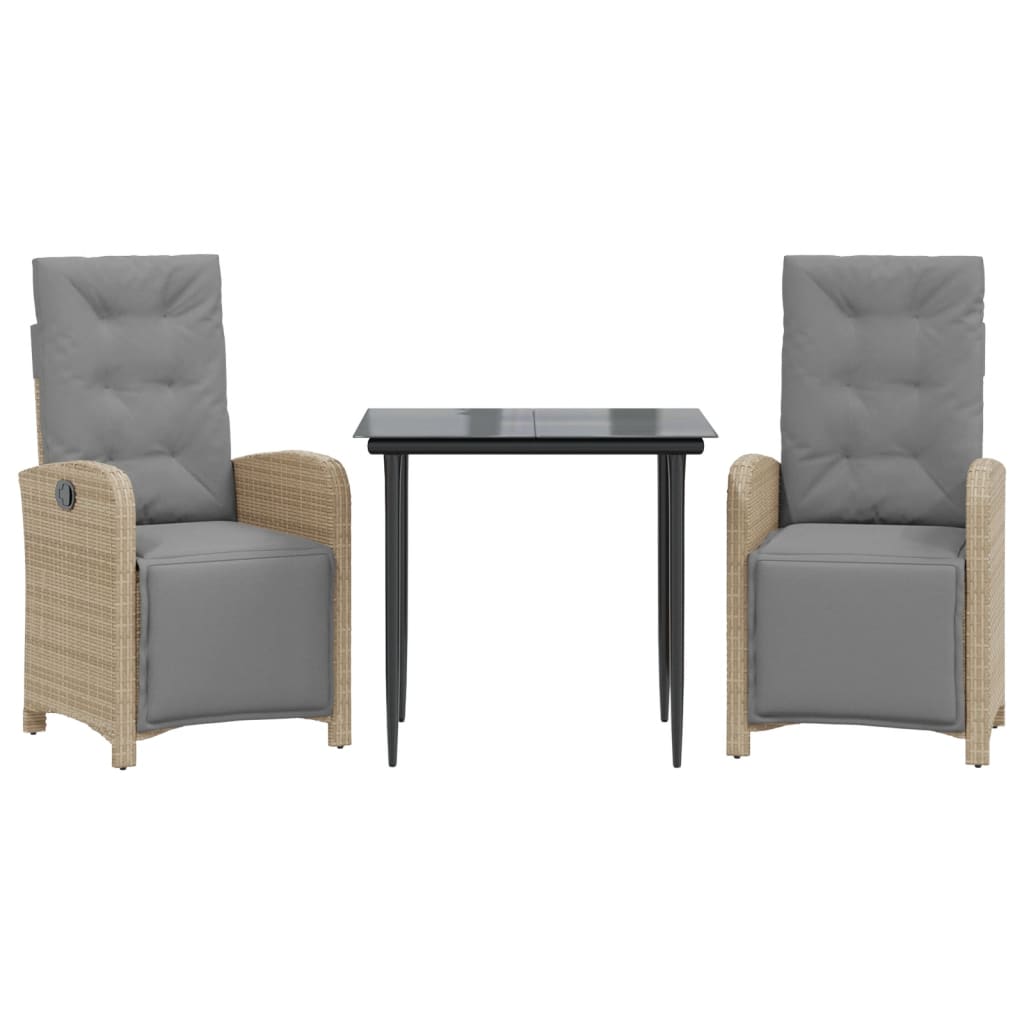 Bistrogrupp med dynor 3 delar beige konstrotting