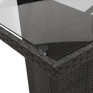 Matgrupp för trädgården med dynor 7 delar svart konstrotting