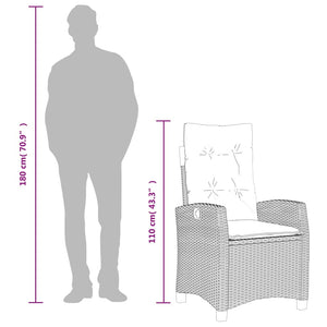 Matgrupp för trädgården med dynor 7 delar beige konstrotting