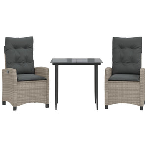 Matgrupp för trädgården med dynor 3 delar ljusgrå konstrottning