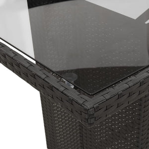 Matgrupp för trädgården med dynor 7 delar svart konstrotting