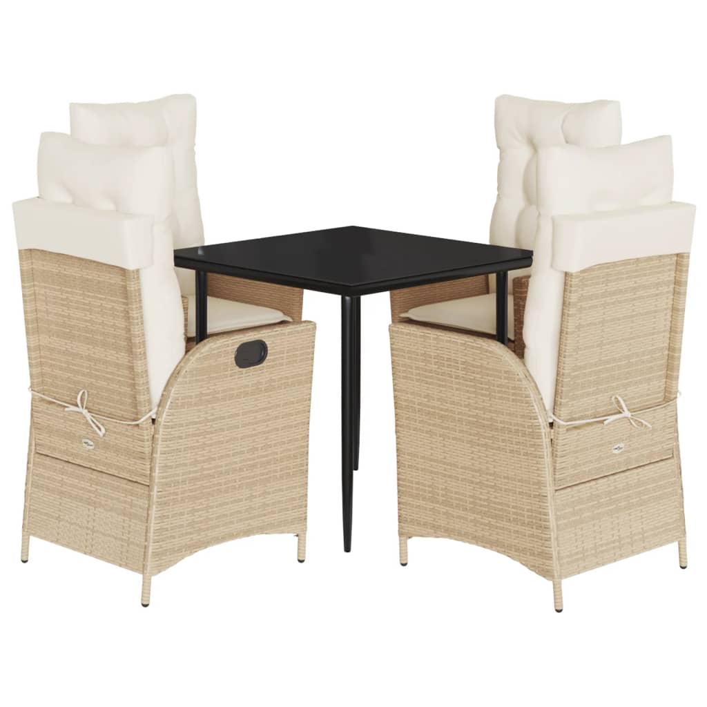 Matgrupp för trädgården med dynor 5 delar beige konstrotting