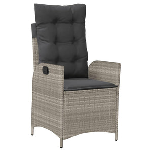 Matgrupp för trädgården med dynor 9 delar ljusgrå konstrotting