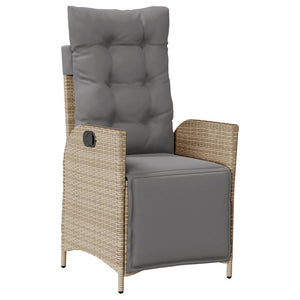 Matgrupp för trädgården med dynor 7 delar mixbeige konstrotting