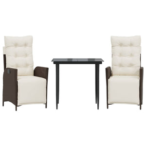 Matgrupp för trädgården med dynor 3 delar konstrottning brun