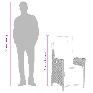 Matgrupp för trädgården med dynor 7 delar ljusgrå konstrotting