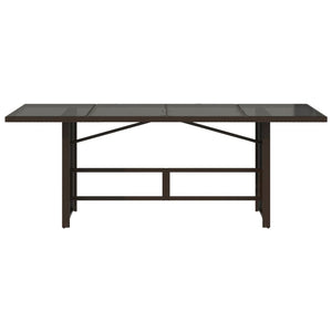 Trädgårdsbord med glasskiva brun 190x80x75 cm konstrotting