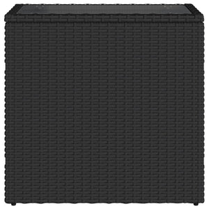 Trädgårdsbord med glasskiva svart 58x27,5x55 cm konstrotting