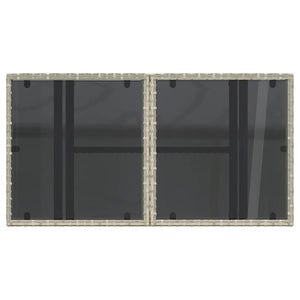 Trädgårdsbord med glasskiva ljusgrå 100x55x73 cm konstrotting