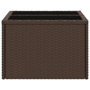 Trädgårdsbord med glasskiva brun 55x55x37 cm konstrotting