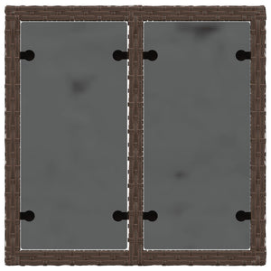 Trädgårdsbord med glasskiva brun 55x55x37 cm konstrotting