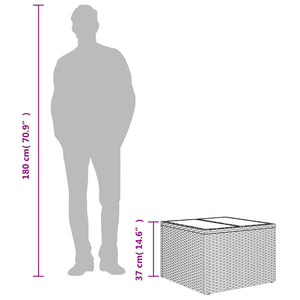 Trädgårdsbord med glasskiva brun 55x55x37 cm konstrotting
