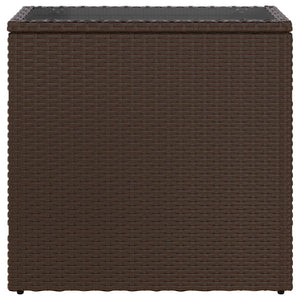 Trädgårdsbord med glasskiva brun 58x27,5x55 cm konstrotting