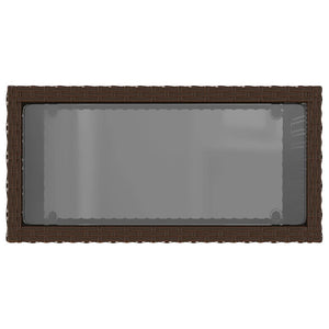 Trädgårdsbord med glasskiva brun 58x27,5x55 cm konstrotting