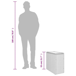 Trädgårdsbord med glasskiva brun 58x27,5x55 cm konstrotting