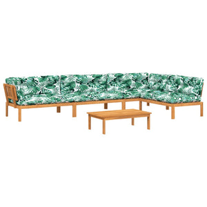 Pallsoffgrupp för trädgården m. dynor 5 delar massivt akaciaträ