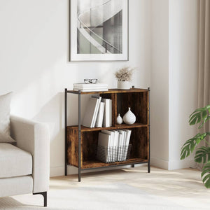 Bokhylla rökfärgad ek 72x28x77,5 cm konstruerat trä