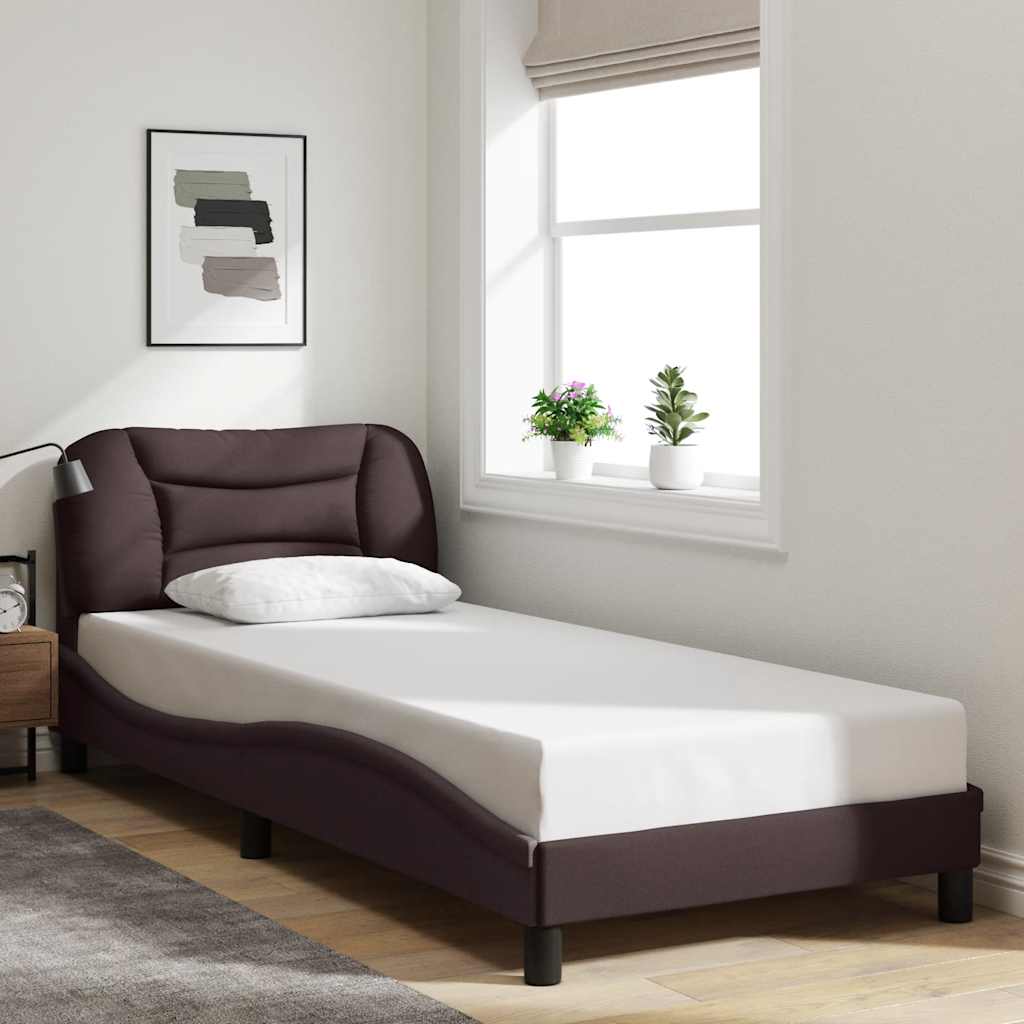 Bed Frame without Mattress "Hvar" Dark Brown 80x200 cm Fabric