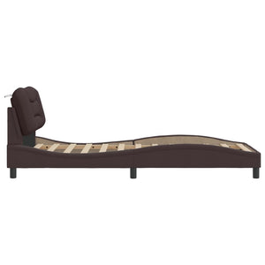 Bed Frame without Mattress "Hvar" Dark Brown 90x190 cm Fabric