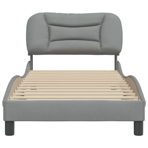 Bed Frame without Mattress "Hvar" Light Grey 90x200 cm Fabric