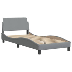 Bed Frame without Mattress "Hvar" Light Grey 90x200 cm Fabric