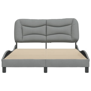 Bed Frame without Mattress "Hvar" Light Grey 140x190 cm Fabric