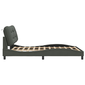 Bed Frame without Mattress "Hvar" Dark Grey 140x190 cm Fabric