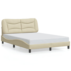 Bed Frame without Mattress "Hvar" Cream 140x190 cm Fabric