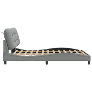 Bed Frame without Mattress "Hvar" Light Grey 160x200 cm Fabric