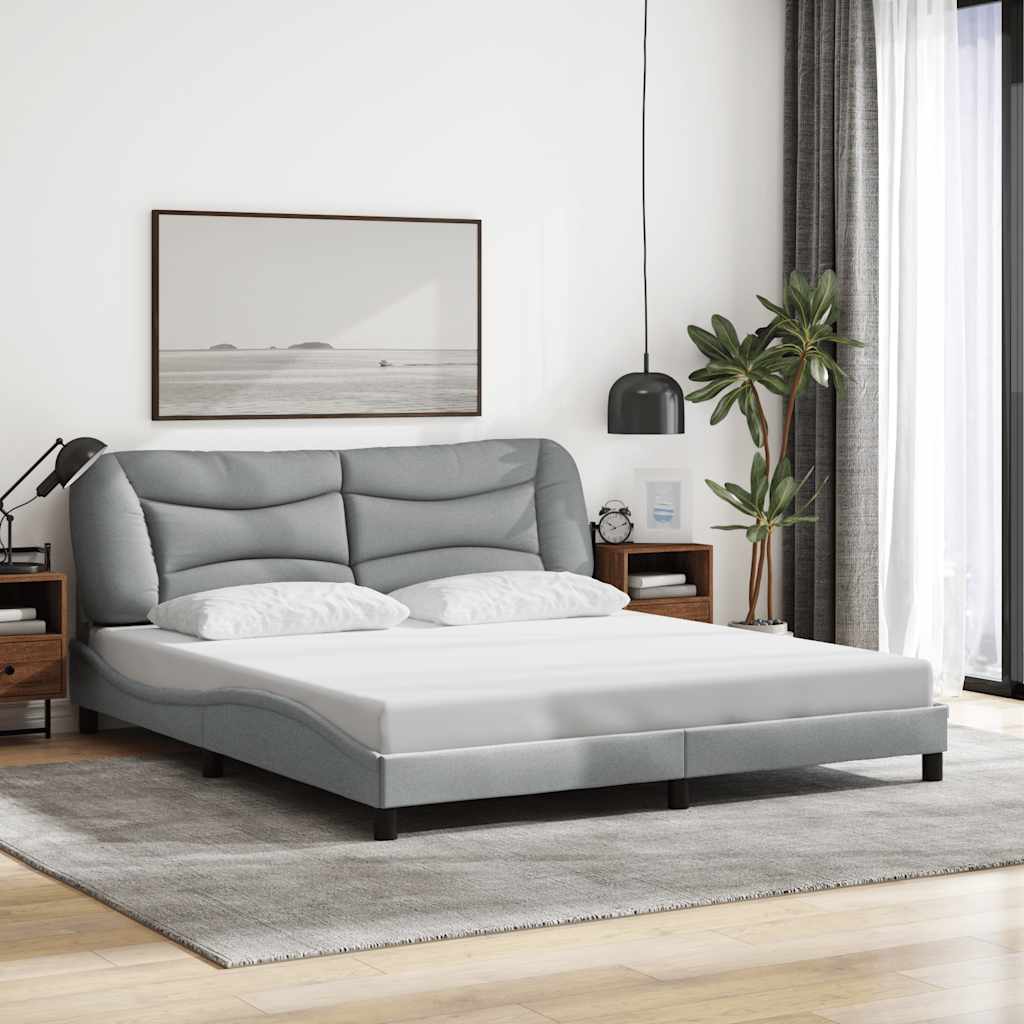 Bed Frame without Mattress "Hvar" Light Grey 180x200 cm Fabric