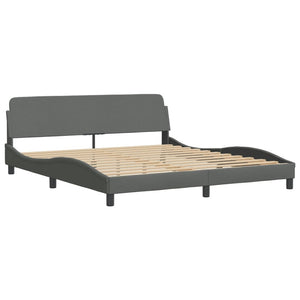 Bed Frame without Mattress "Hvar" Dark Grey 180x200 cm Fabric