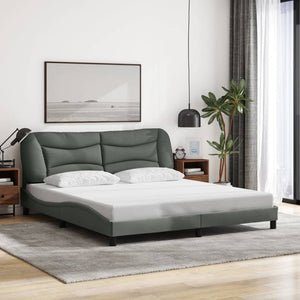 Bed Frame without Mattress "Hvar" Dark Grey 180x200 cm Fabric