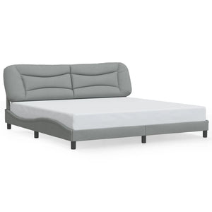 Bed Frame without Mattress "Hvar" Light Grey 200x200 cm Fabric