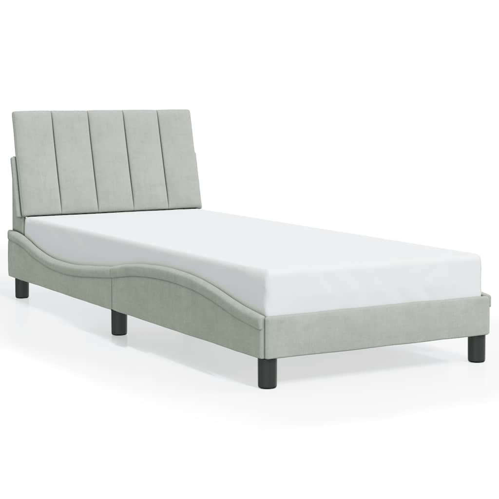 Bed Frame without Mattress "Hanko" Light Grey 80x200 cm Velvet
