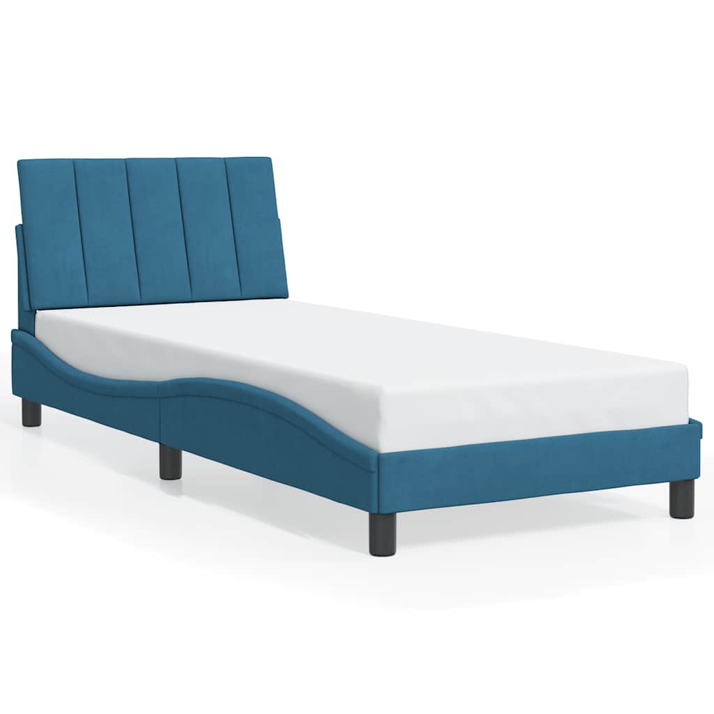 Bed Frame without Mattress "Hanko" Blue 80x200 cm Velvet