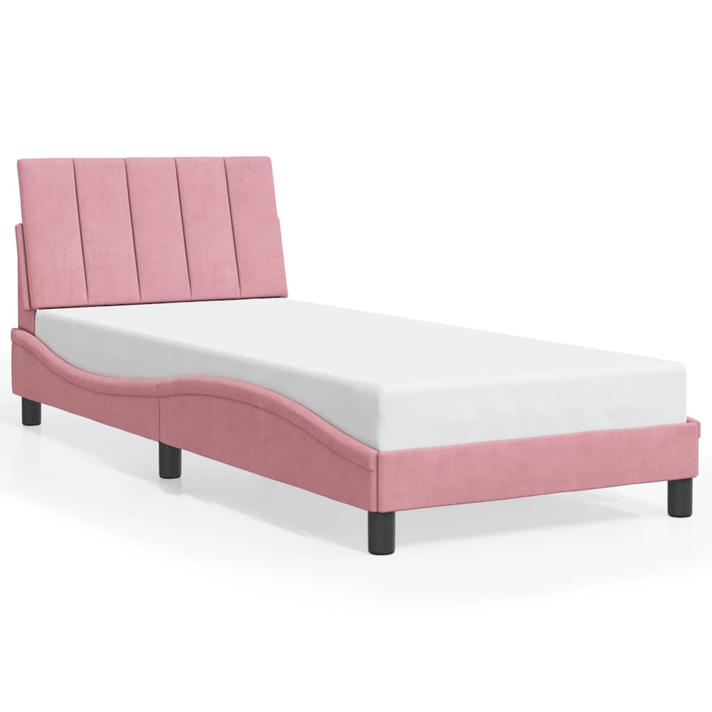 Bed Frame without Mattress "Hanko" Pink 80x200 cm Velvet