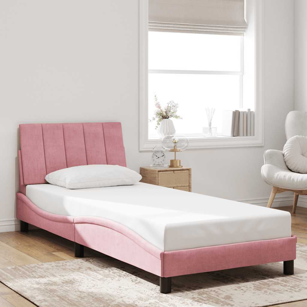 Bed Frame without Mattress "Hanko" Pink 80x200 cm Velvet