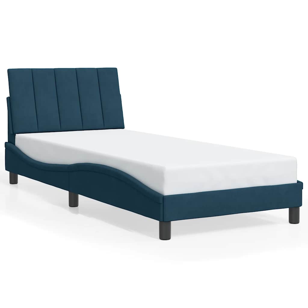 Bed Frame without Mattress "Hanko" Blue 90x190 cm Velvet